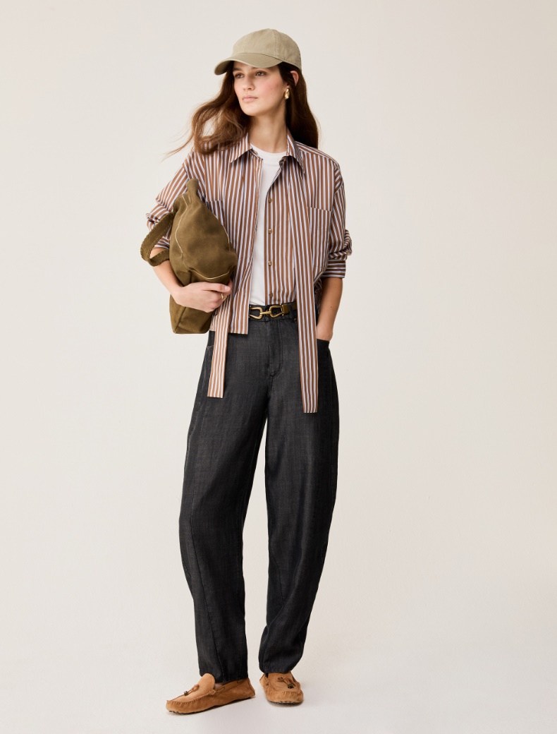 Boxy-fit poplin shirt - TOBACCO BROWN - pennyblack