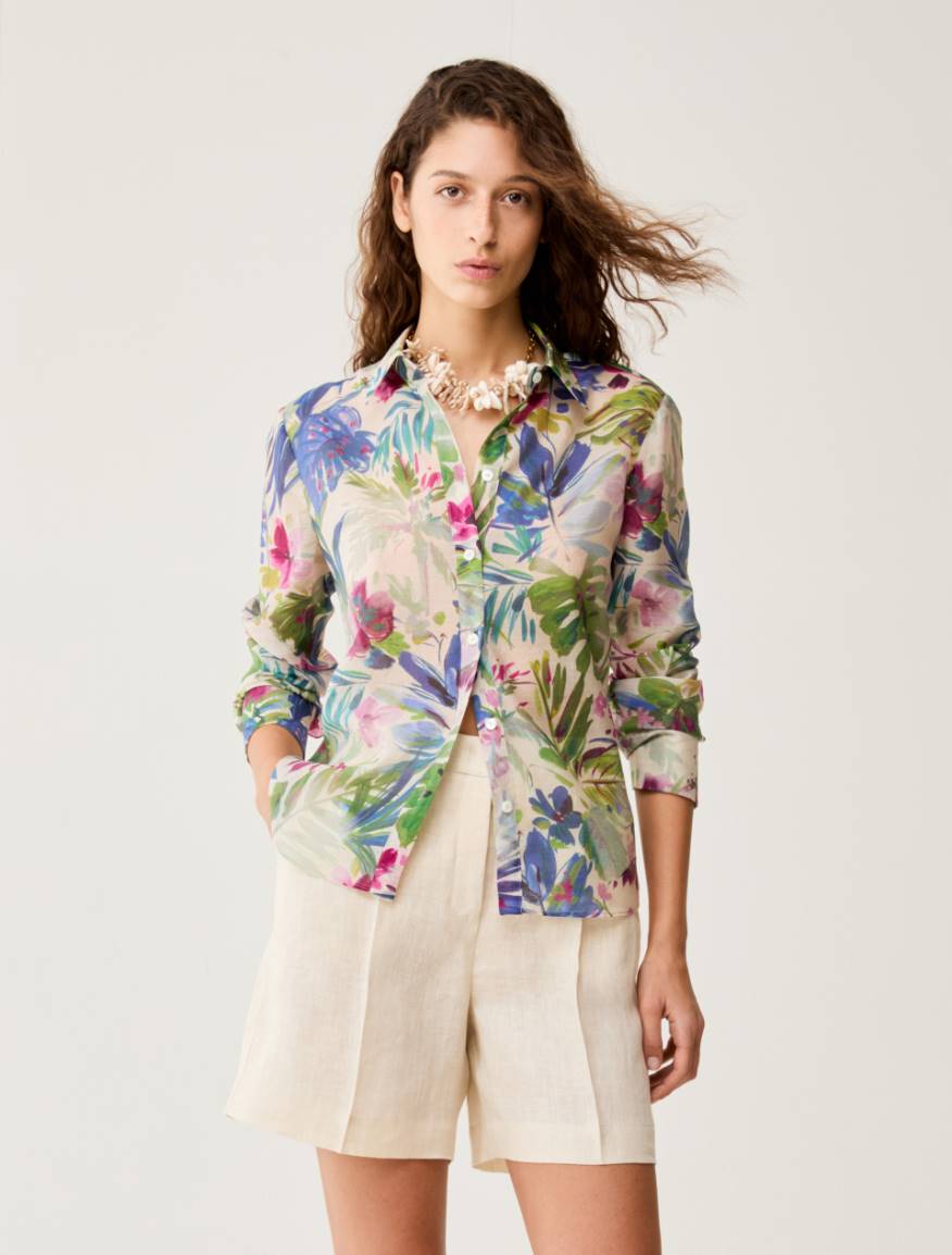 Camicia in organza a fantasia - ECRU` - Pennyblack