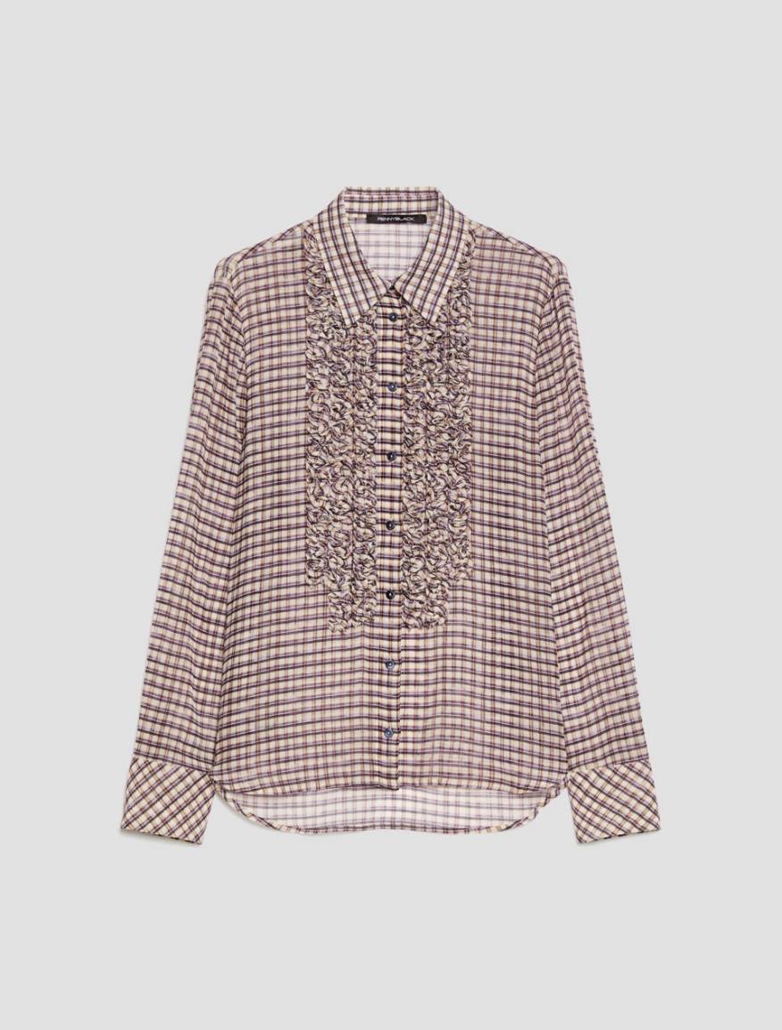 Ruched crepon shirt - INDIGO - Pennyblack - 2