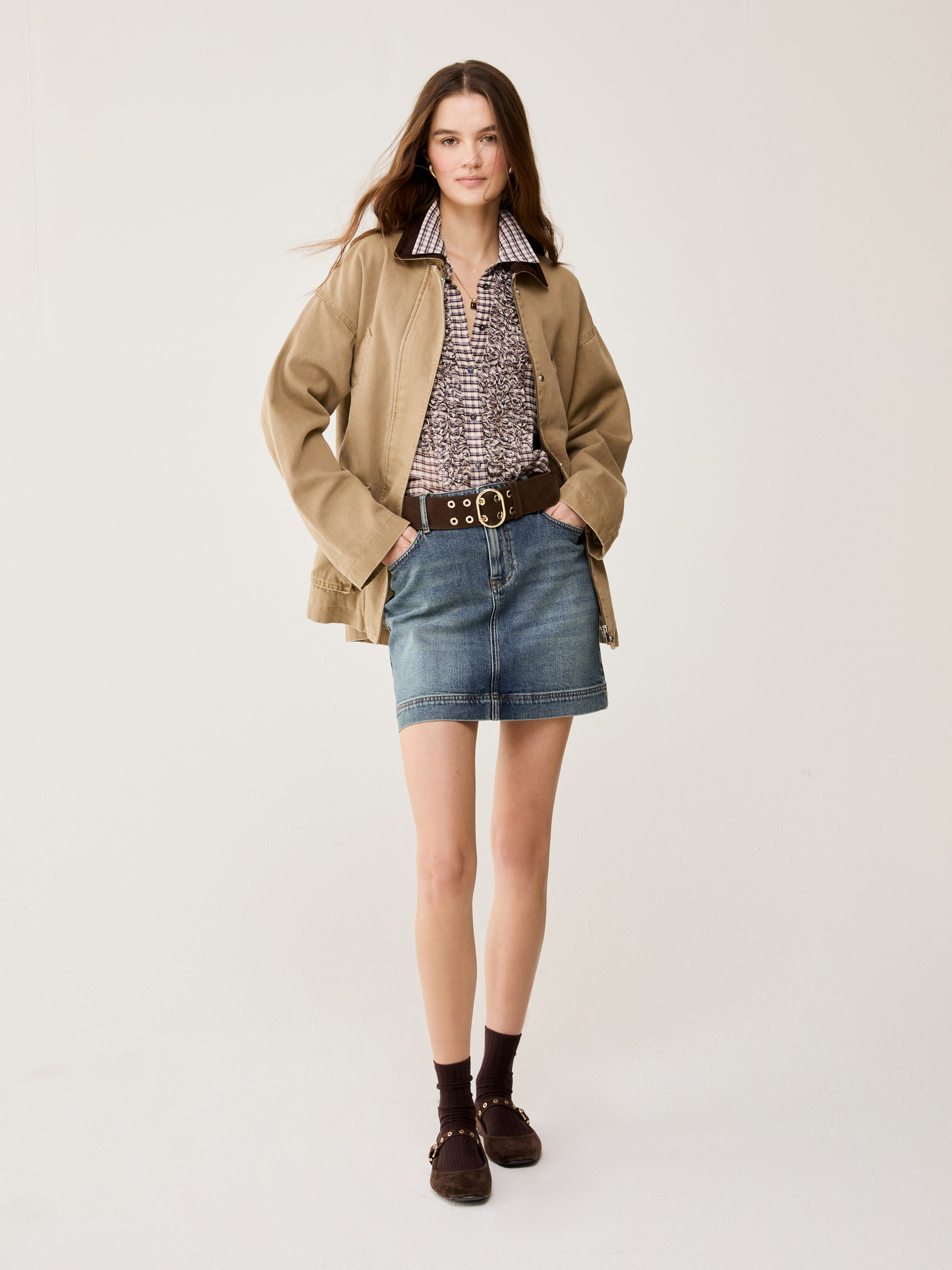 Ruched crepon shirt - INDIGO - pennyblack