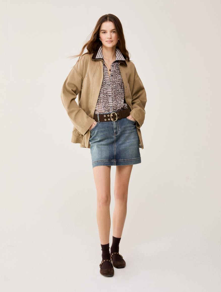 Ruched crepon shirt - INDIGO - Pennyblack - 5