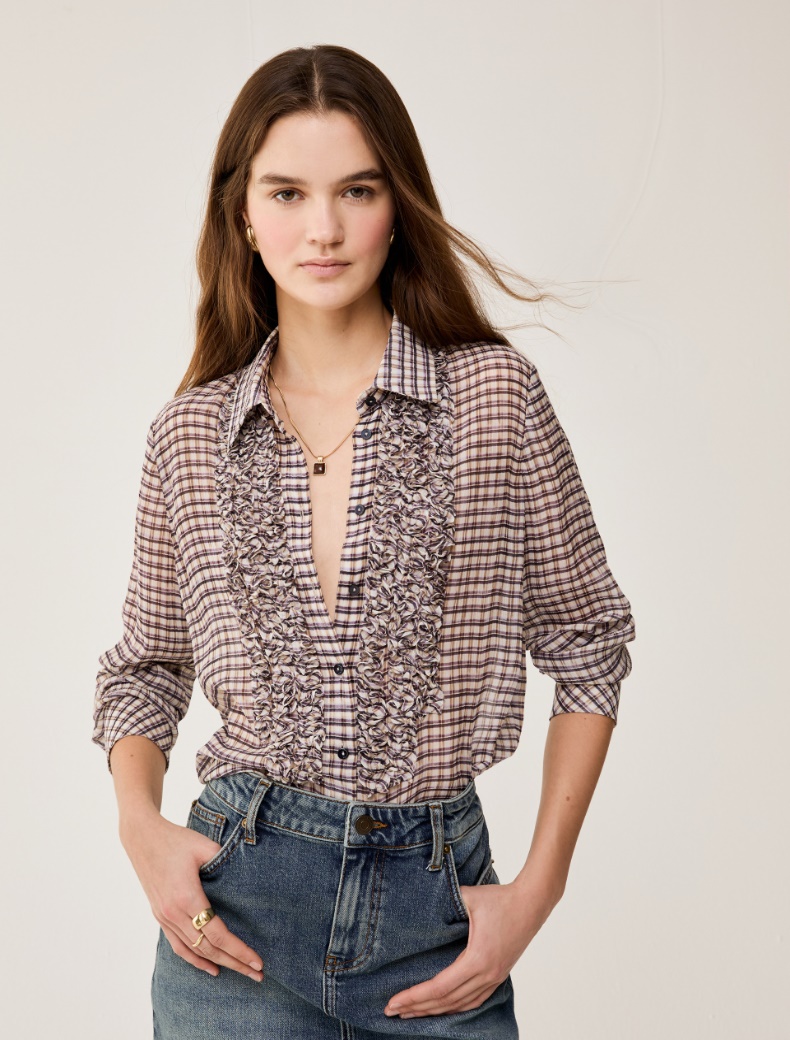 Ruched crepon shirt - INDIGO - pennyblack