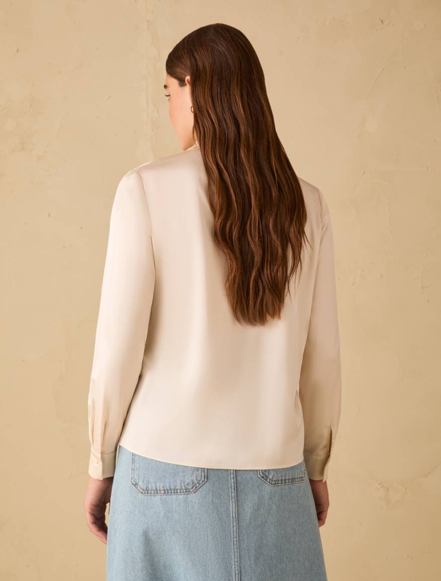 Silk satin shirt - IVORY - Pennyblack - 3