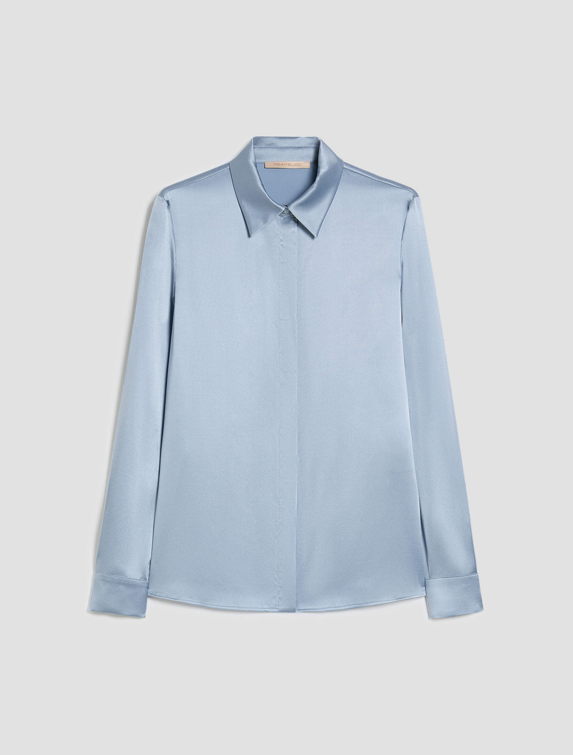 Silk satin shirt - LIGHT BLUE - pennyblack