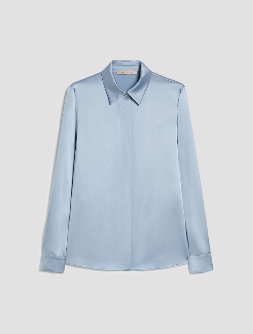 Silk satin shirt - LIGHT BLUE - Pennyblack - 2