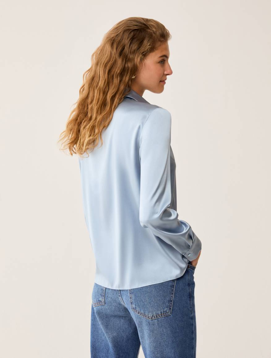 Silk satin shirt - LIGHT BLUE - Pennyblack - 3