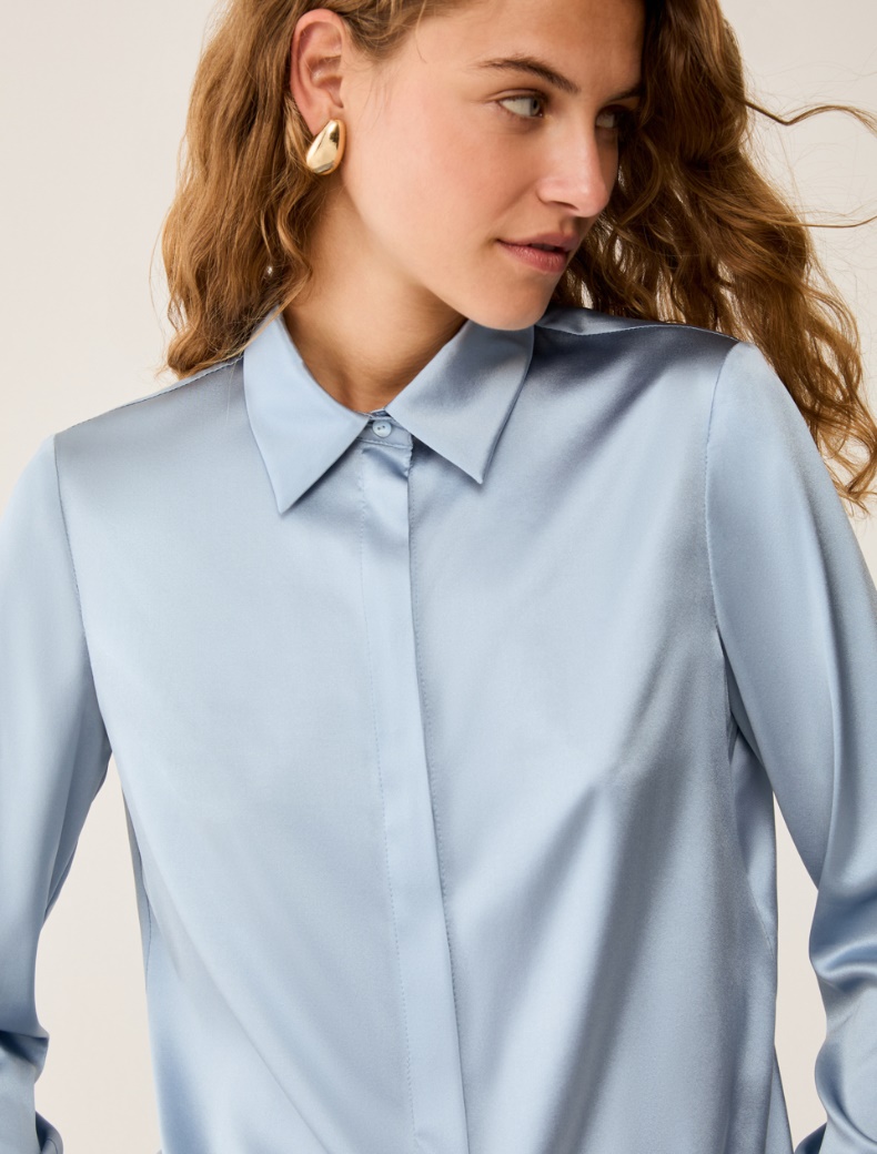Silk satin shirt - LIGHT BLUE - pennyblack