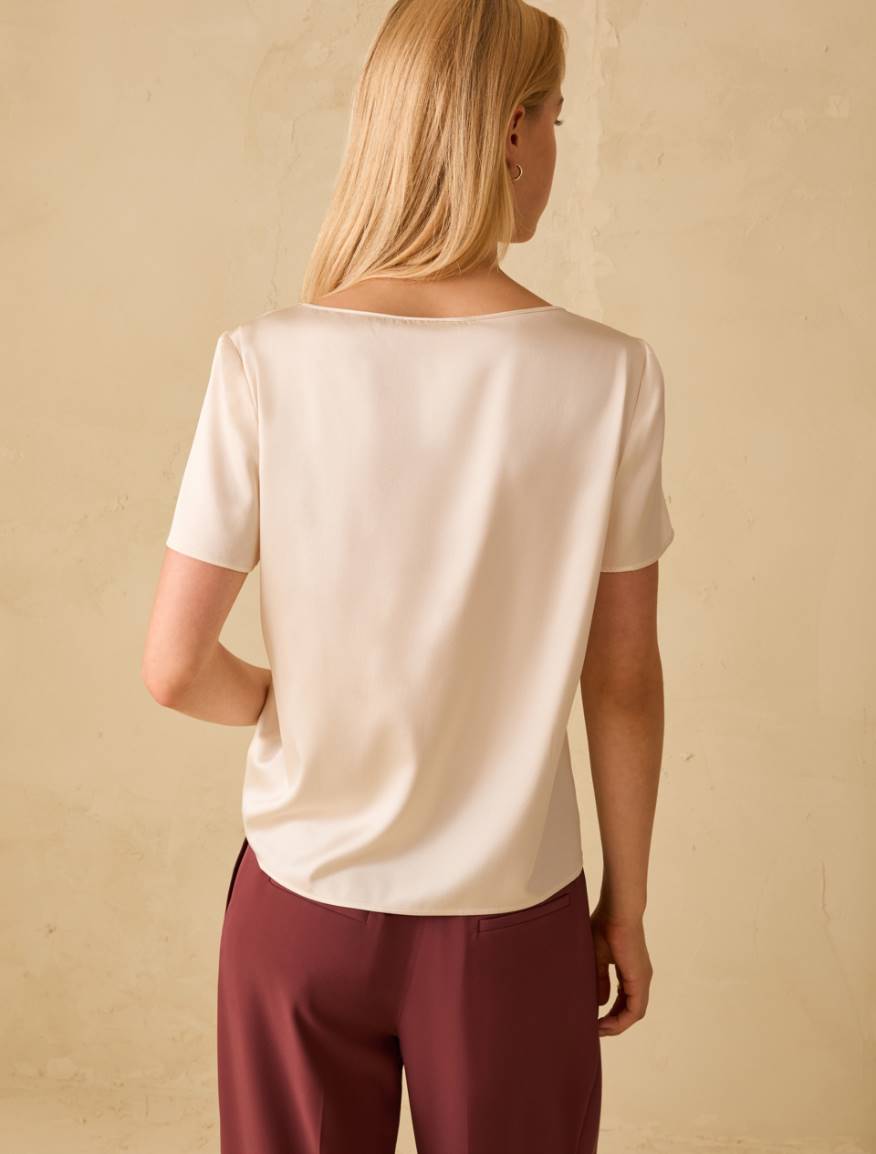 Silk satin T-shirt - IVORY - Pennyblack - 3