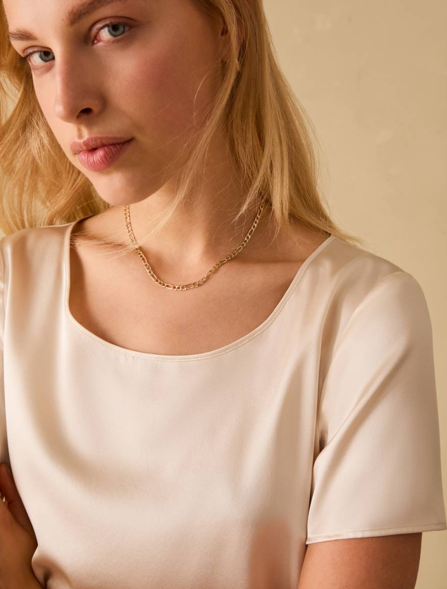 Silk satin T-shirt - IVORY - Pennyblack - 4