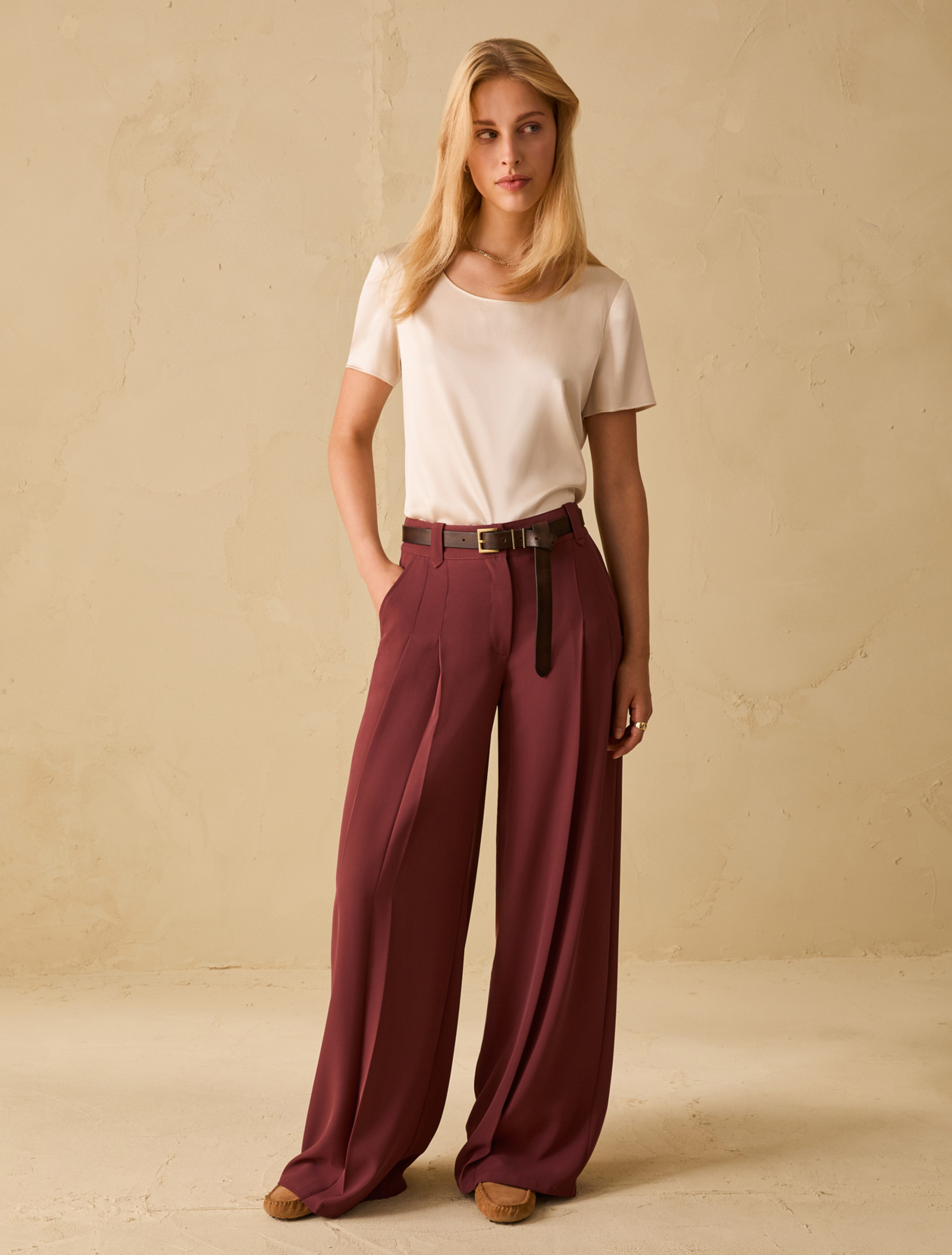 Silk satin T-shirt - IVORY - pennyblack