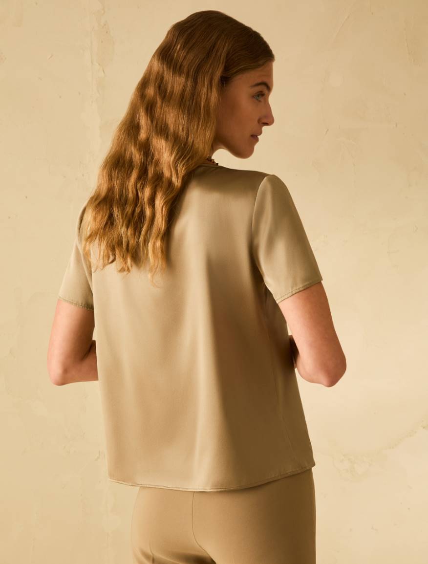 Silk satin T-shirt - SAGE - Pennyblack - 3