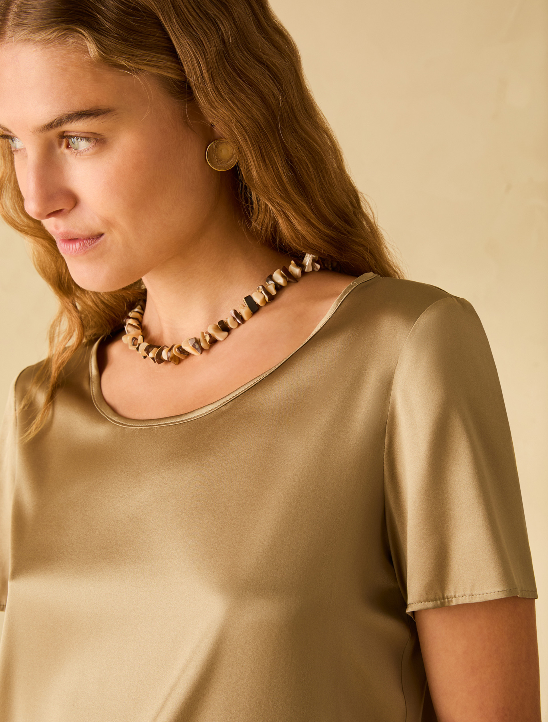 Silk satin T-shirt - SAGE - pennyblack