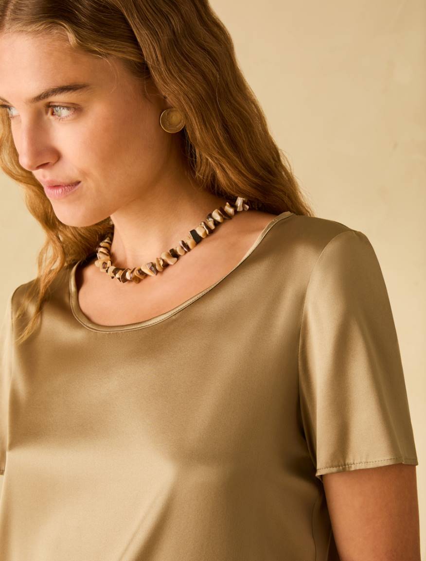 Silk satin T-shirt - SAGE - Pennyblack - 4