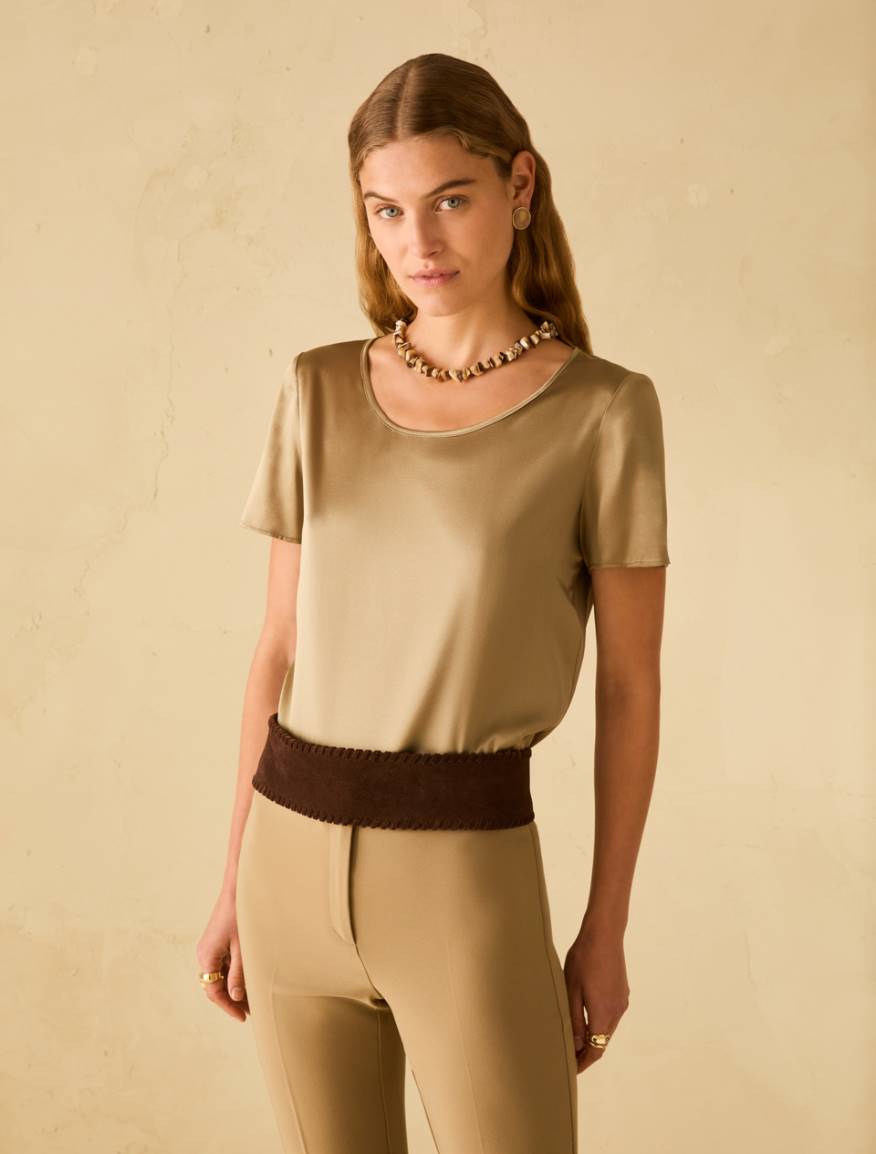 Silk satin T-shirt - SAGE - Pennyblack