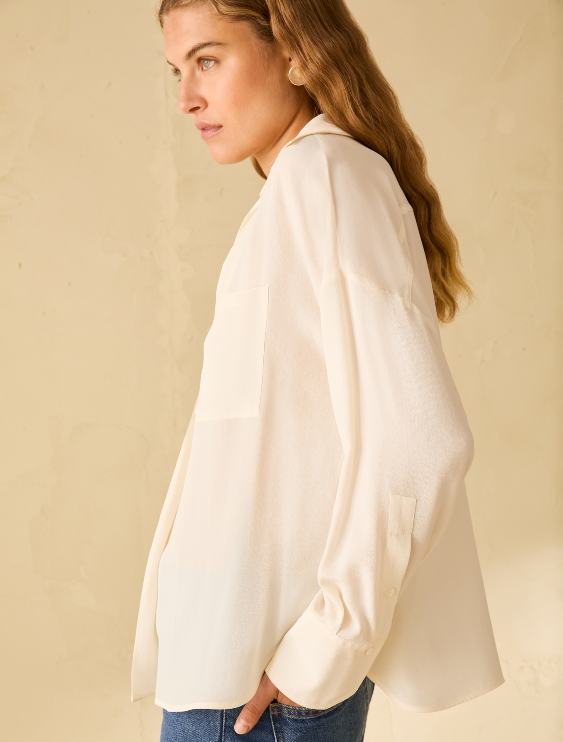 Crêpe de Chine blouse - IVORY - pennyblack