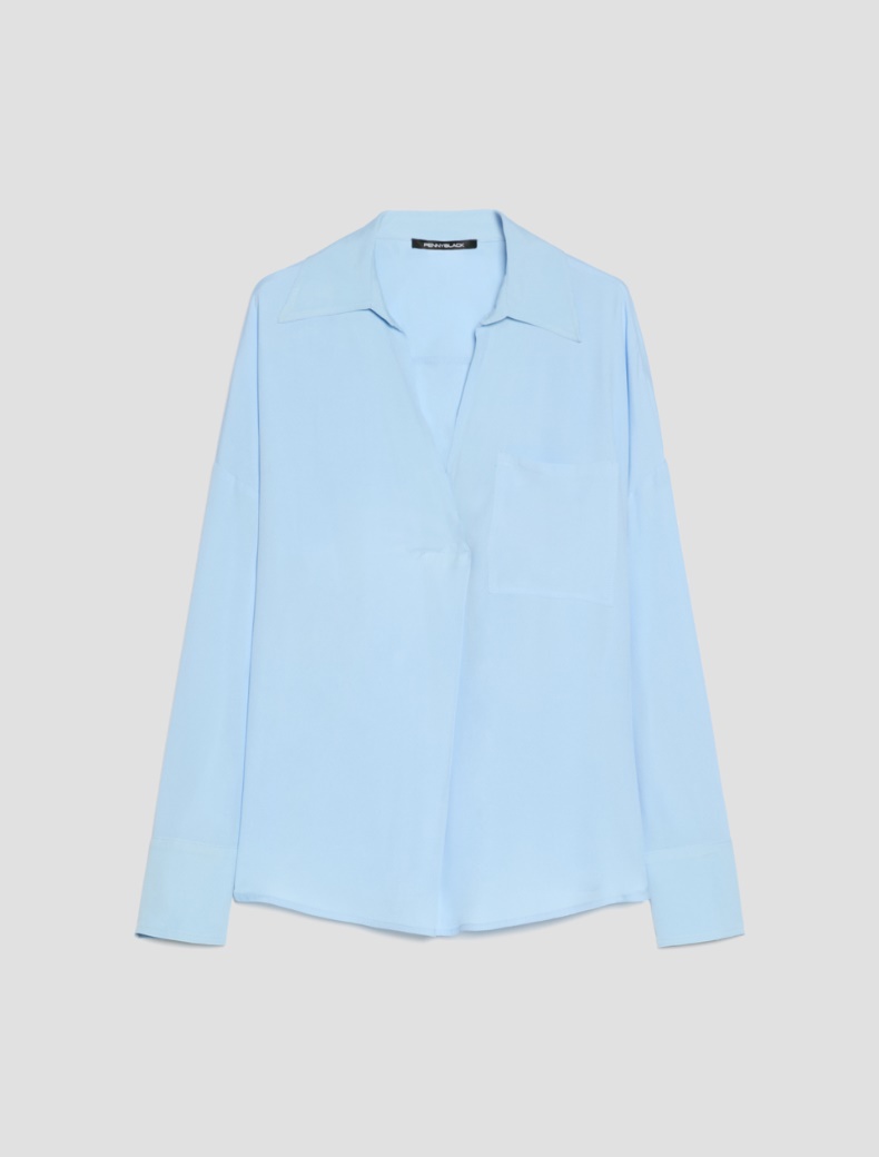 Crêpe de Chine blouse - SKY BLUE - pennyblack