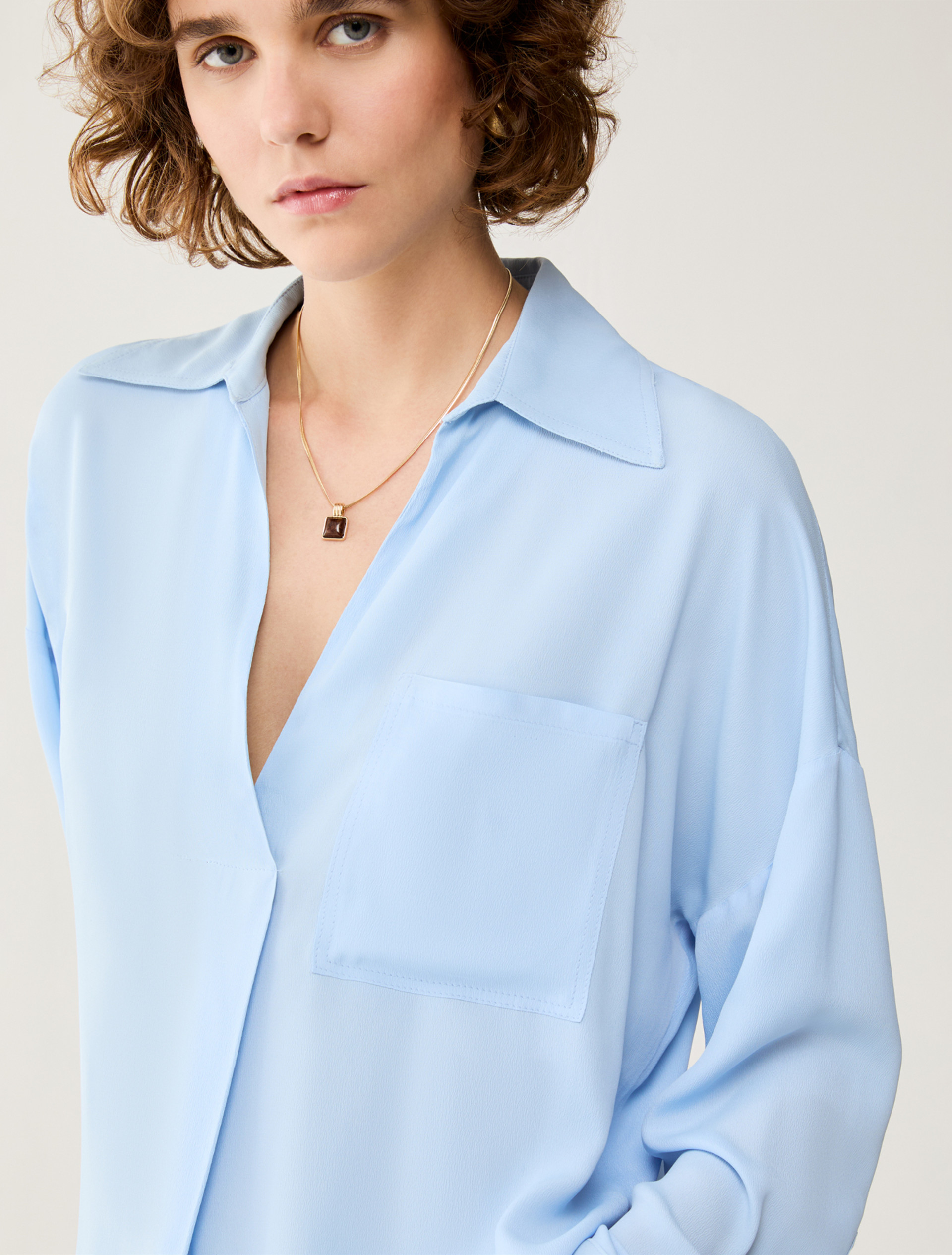 Crêpe de Chine blouse - SKY BLUE - pennyblack