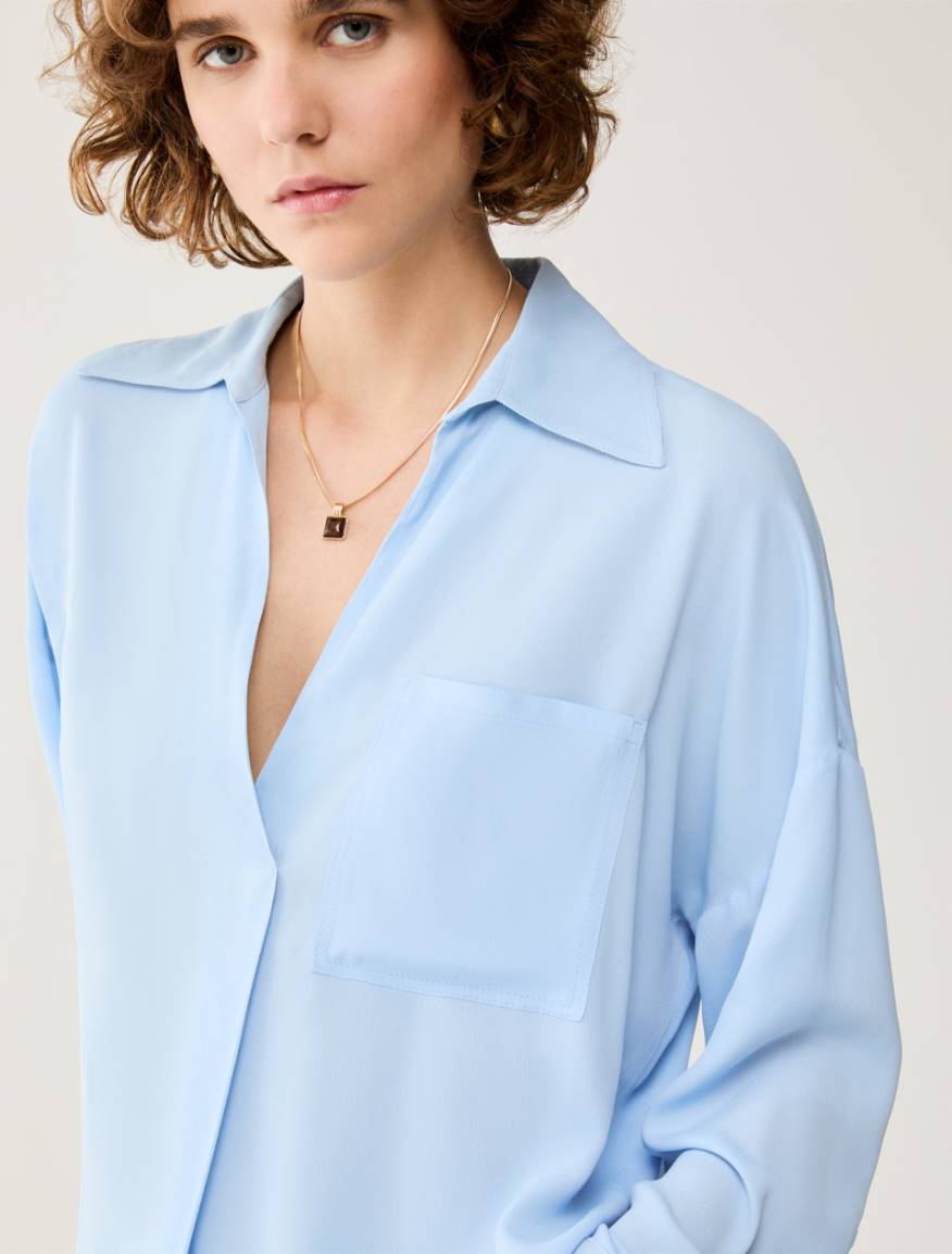 Crêpe de Chine blouse - SKY BLUE - Pennyblack - 4