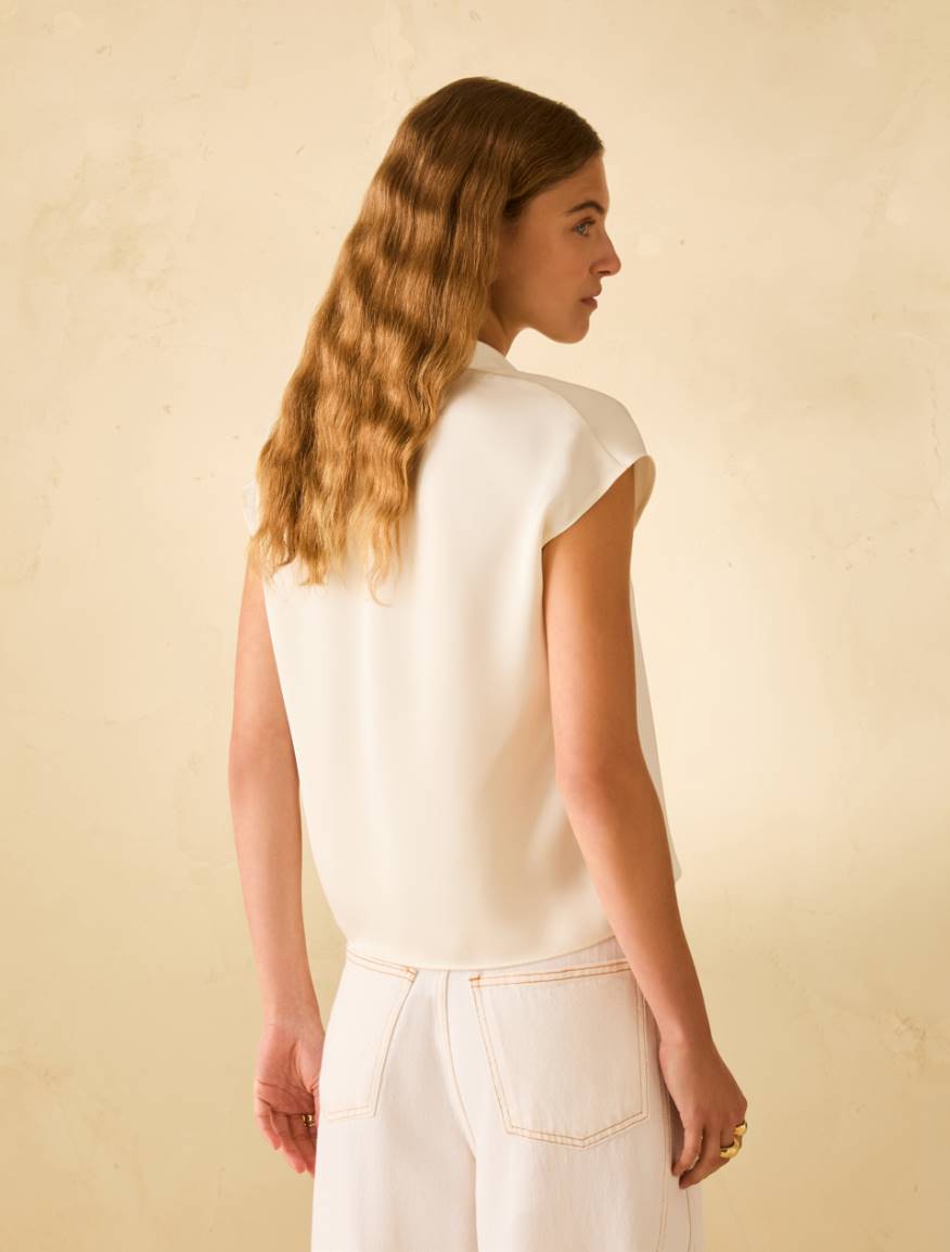 Double satin blouse - IVORY - Pennyblack - 3