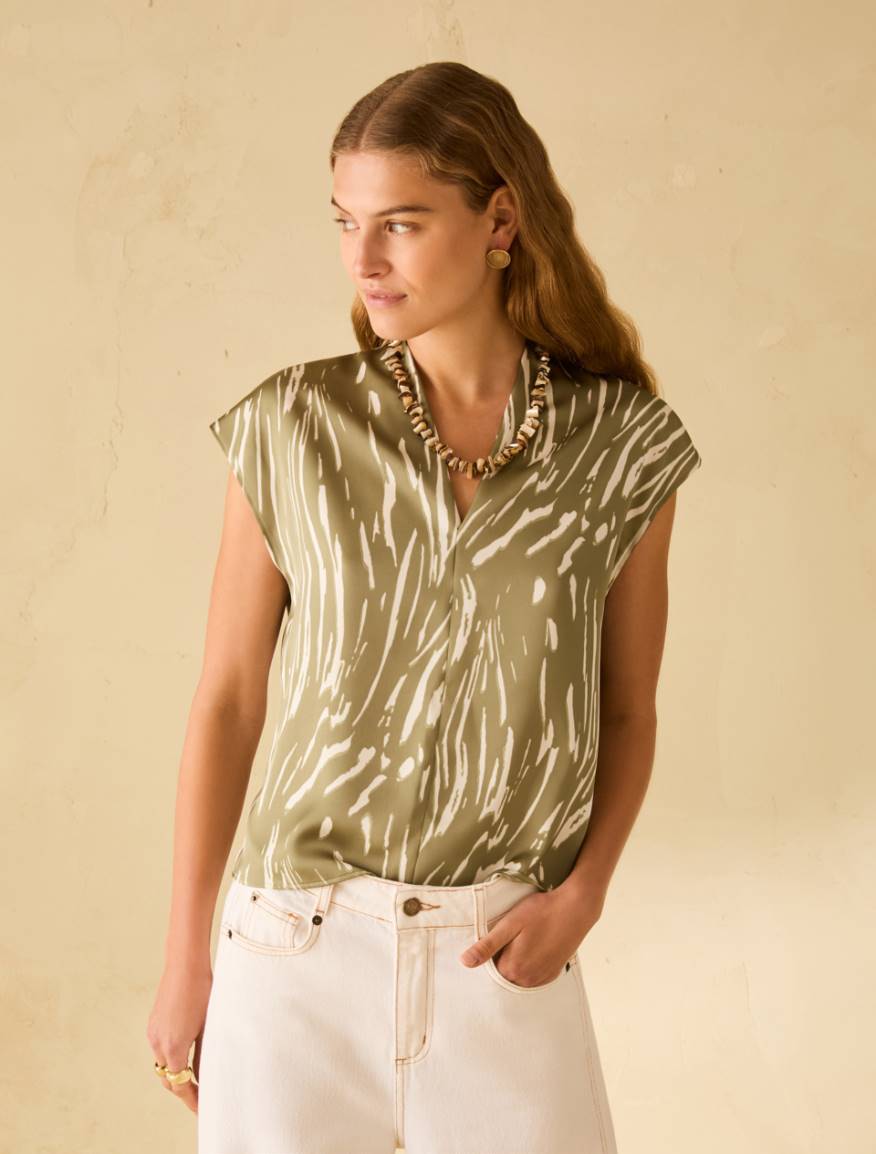 Double satin blouse - GREEN - Pennyblack