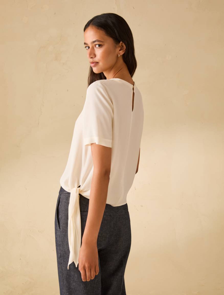 Crêpe de Chine T-shirt - IVORY - Pennyblack - 3
