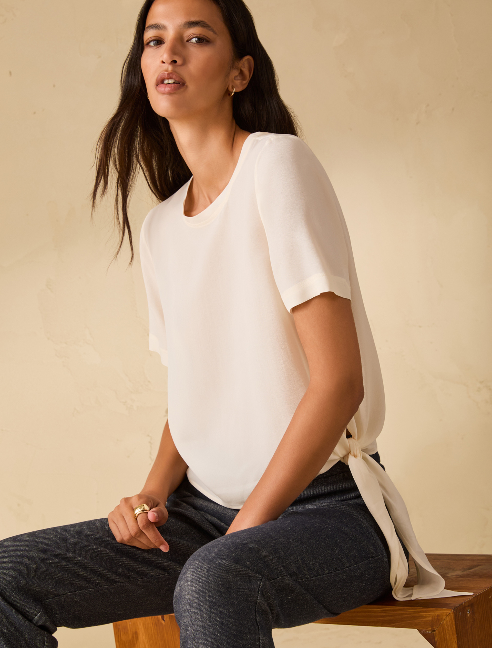 Crêpe de Chine T-shirt - IVORY - pennyblack