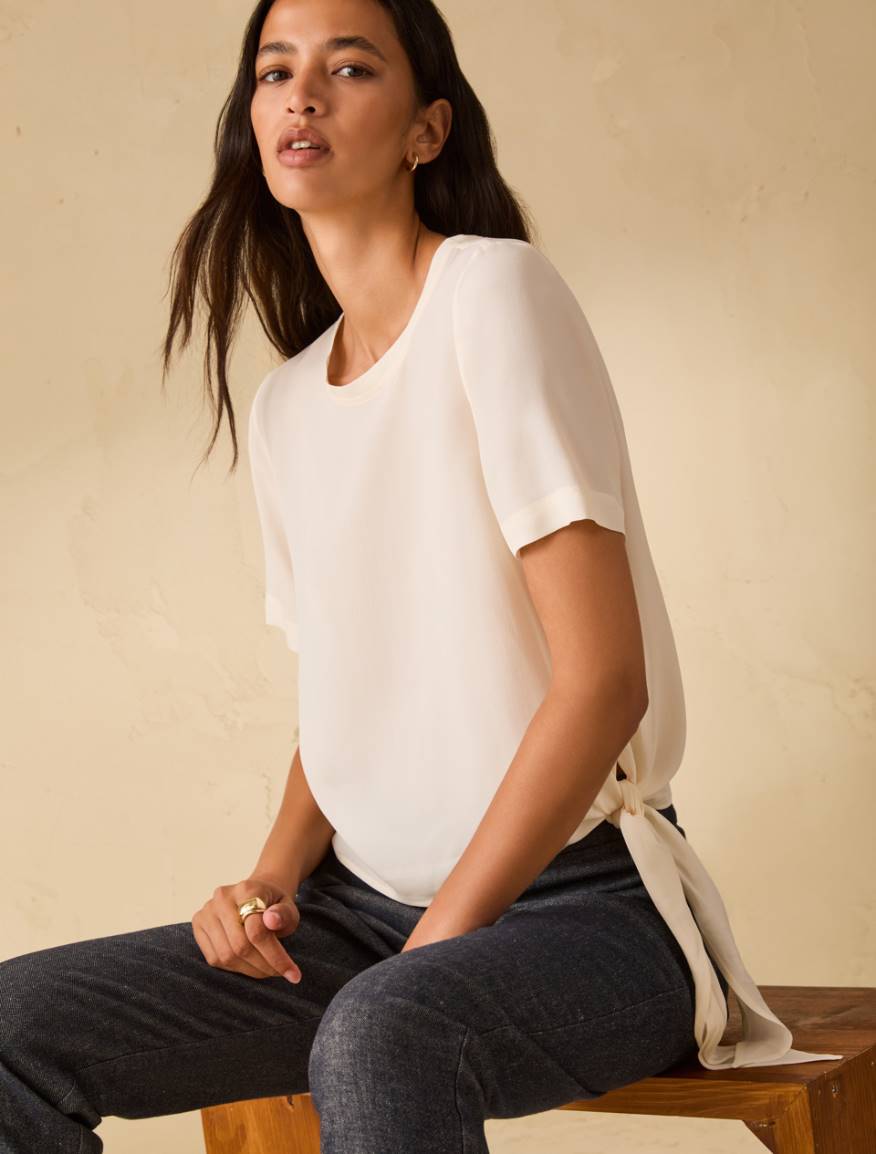 Crêpe de Chine T-shirt - IVORY - Pennyblack - 5