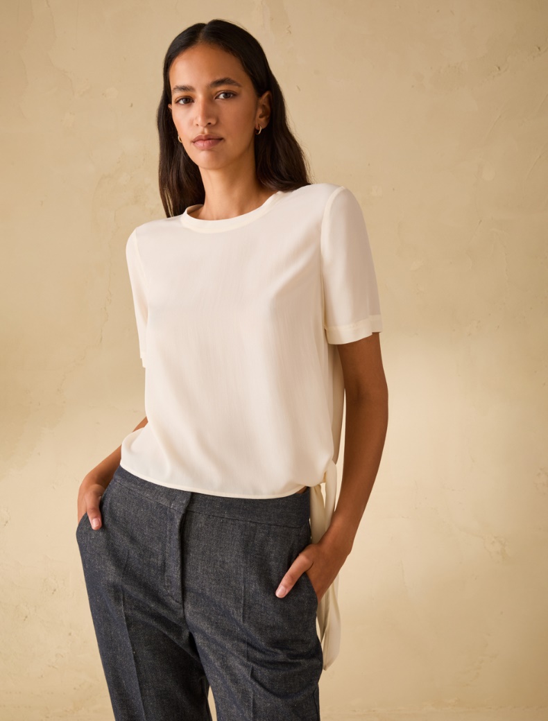 Crêpe de Chine T-shirt Crêpe de Chine T-shirt - IVORY - pennyblack