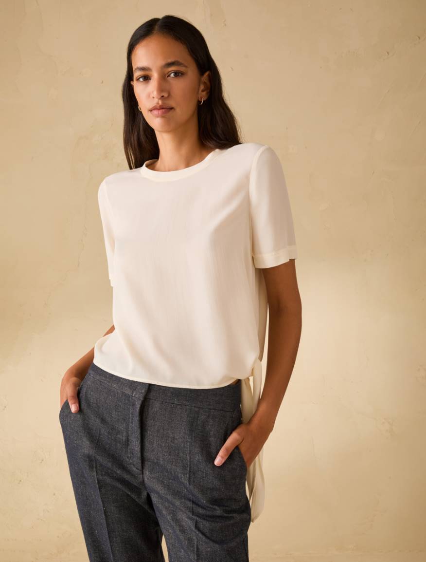 Crêpe de Chine T-shirt - IVORY - Pennyblack