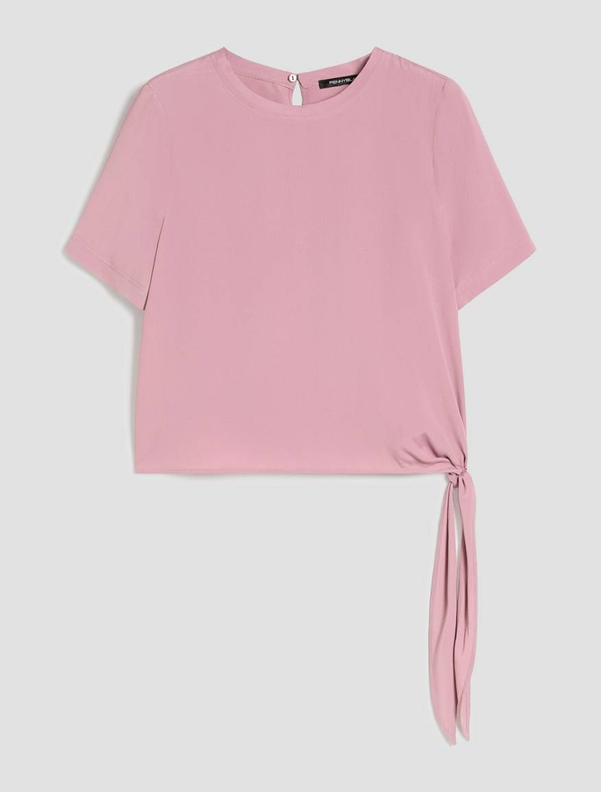 Crêpe de Chine T-shirt - MAUVE - Pennyblack - 2
