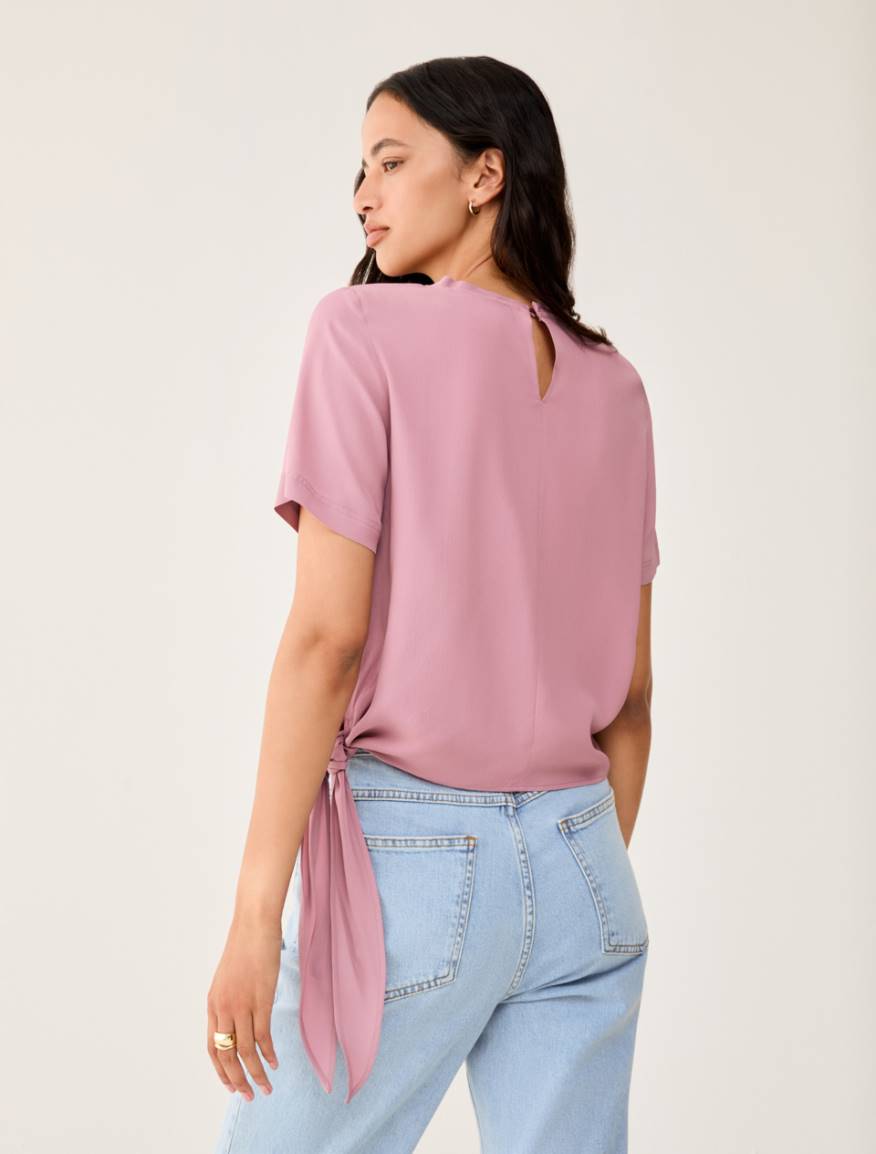 Crêpe de Chine T-shirt - MAUVE - Pennyblack - 3