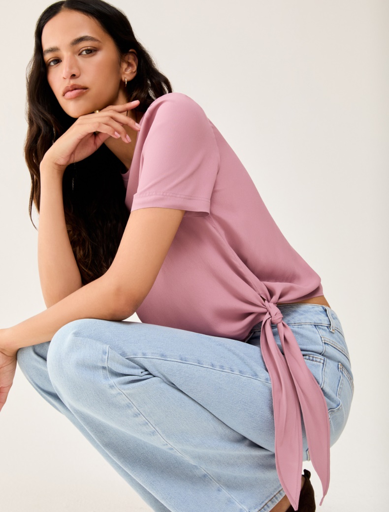 Crêpe de Chine T-shirt - MAUVE - pennyblack