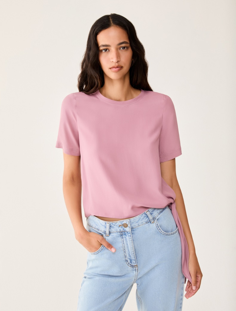 Crêpe de Chine T-shirt - MAUVE - pennyblack