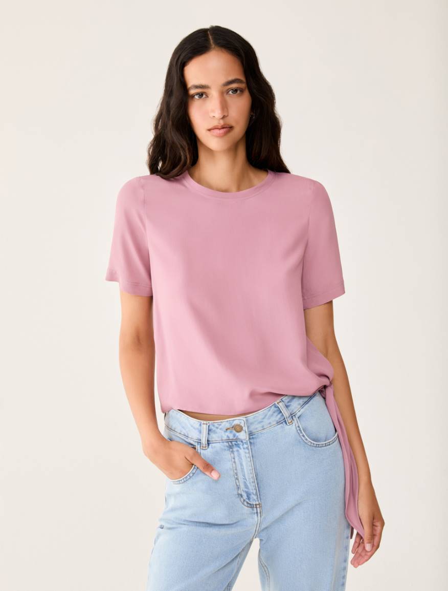 Crêpe de Chine T-shirt - MAUVE - Pennyblack