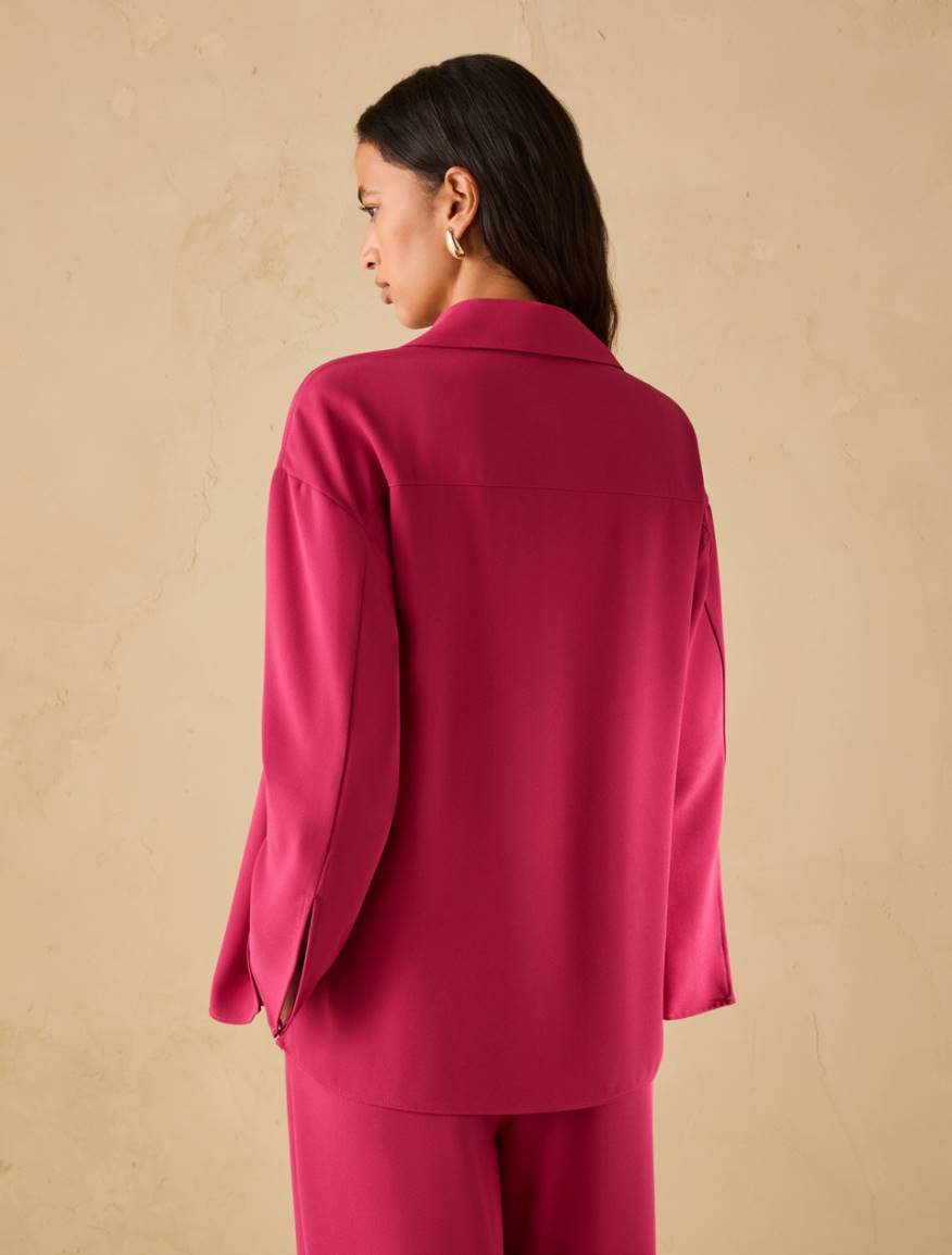 Blouse in sablé fabric - FUCHSIA - Pennyblack - 3