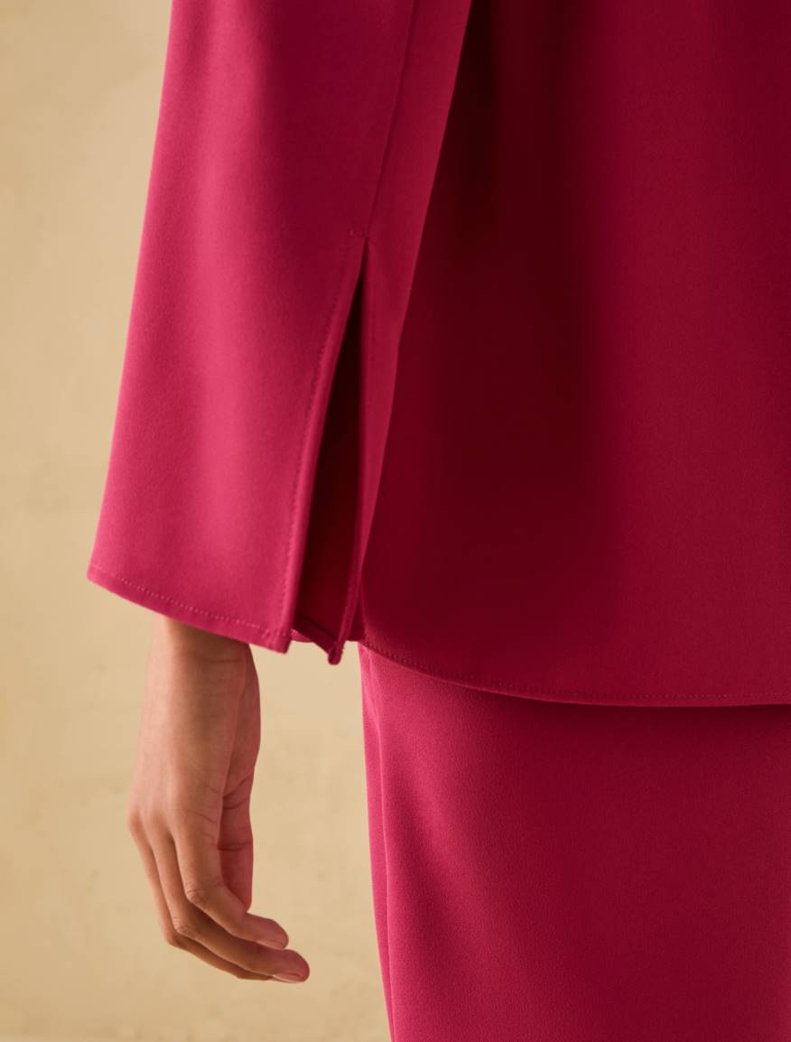 Blouse in sablé fabric - FUCHSIA - Pennyblack - 4