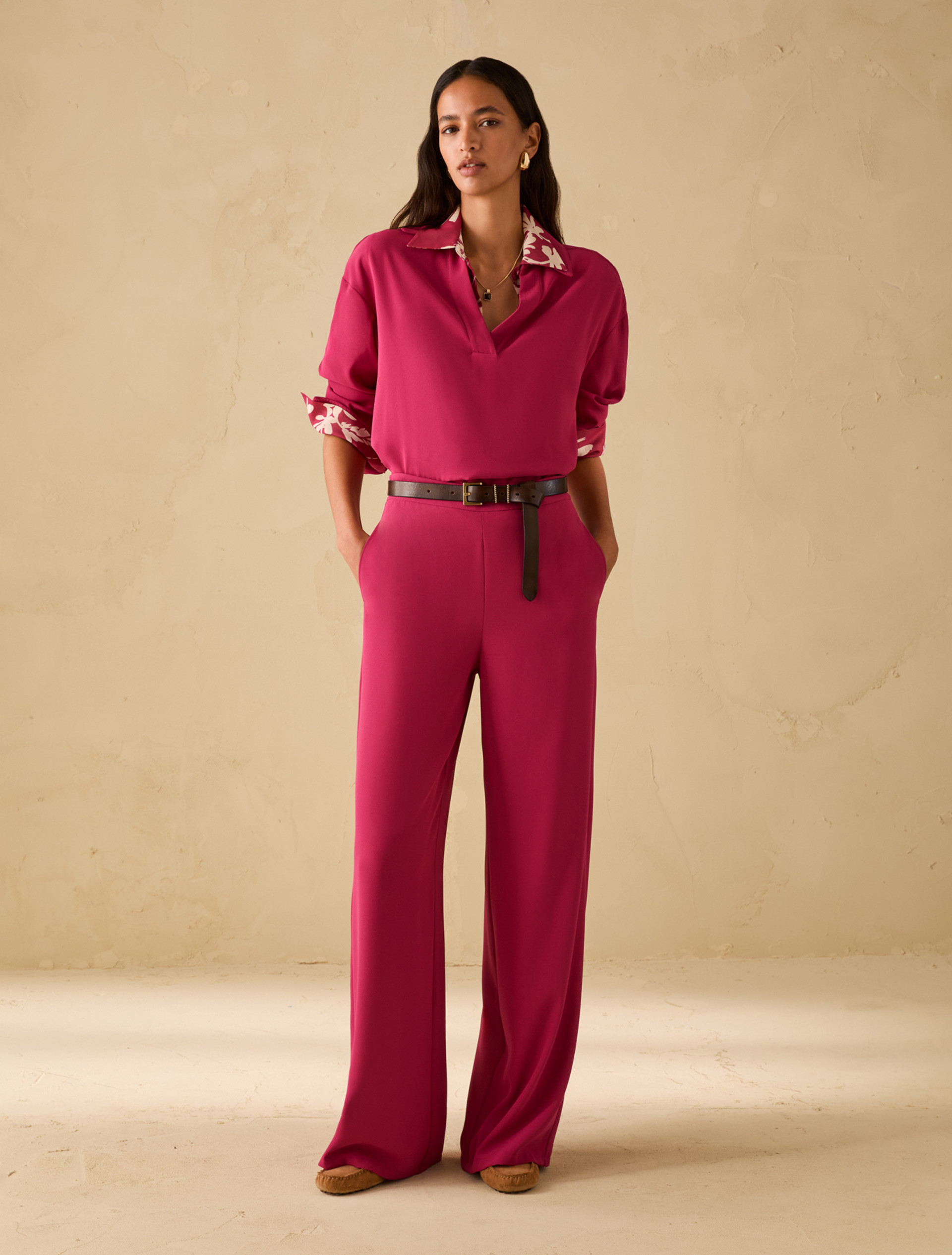 Blouse in sablé fabric - FUCHSIA - pennyblack