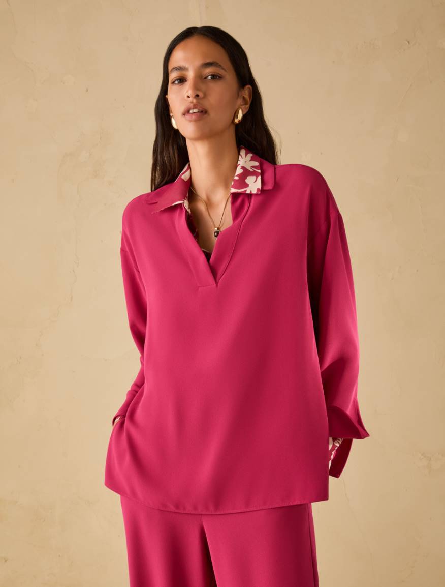 Blouse in sablé fabric - FUCHSIA - Pennyblack