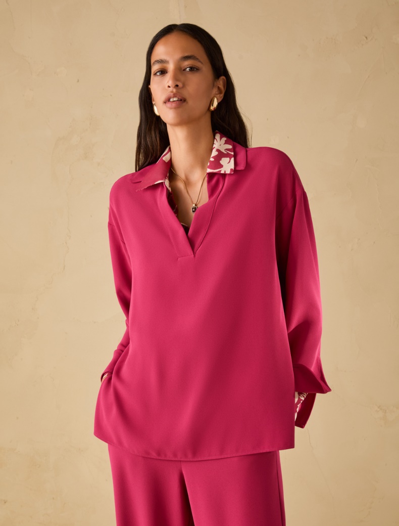 Blouse in sablé fabric - FUCHSIA - pennyblack