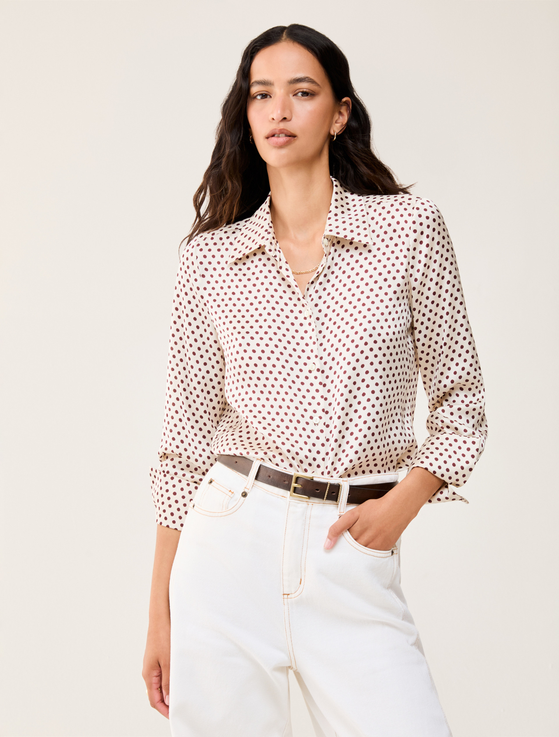 Fluid satin shirt - IVORY - pennyblack