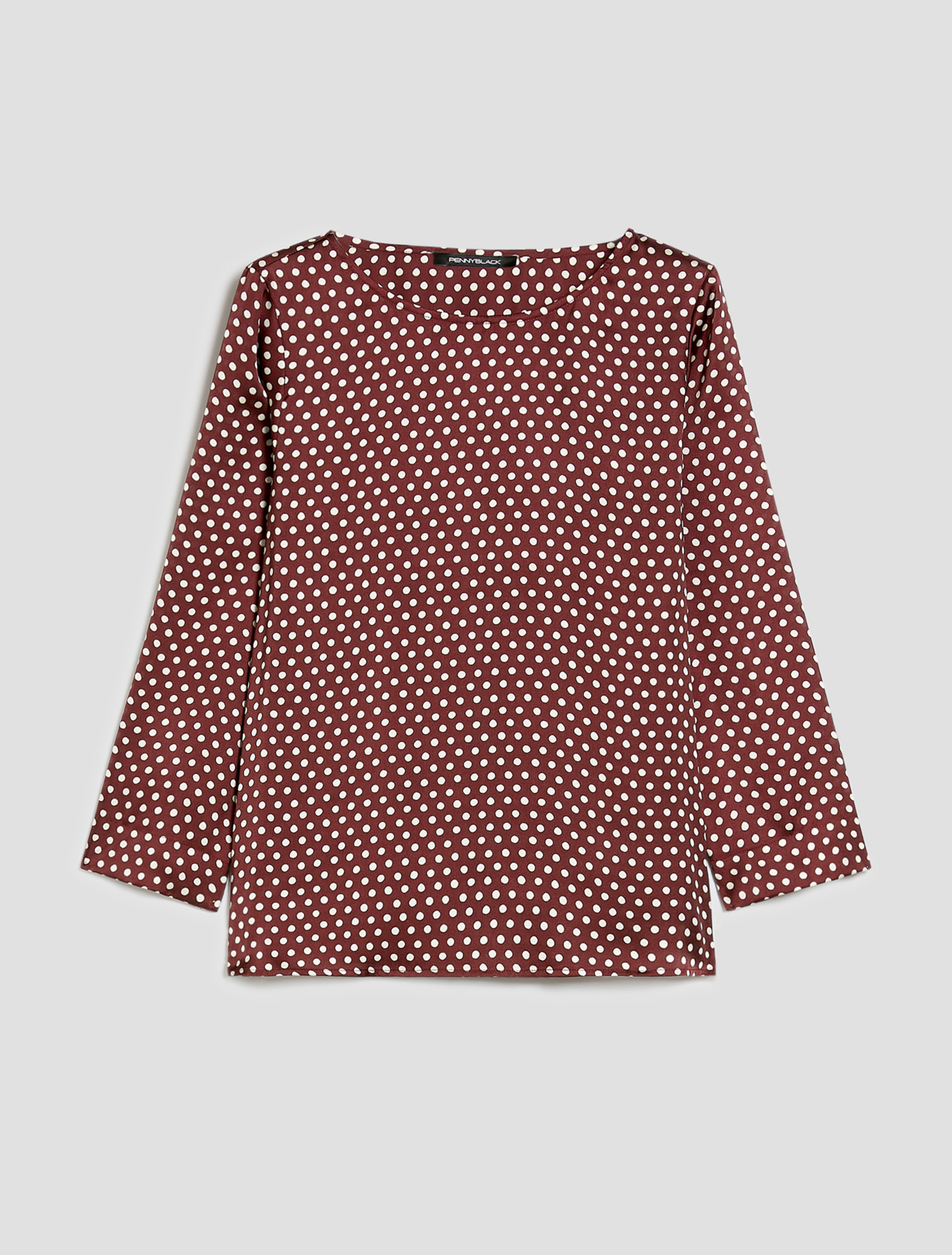Polka dot satin blouse - BORDEAUX - pennyblack