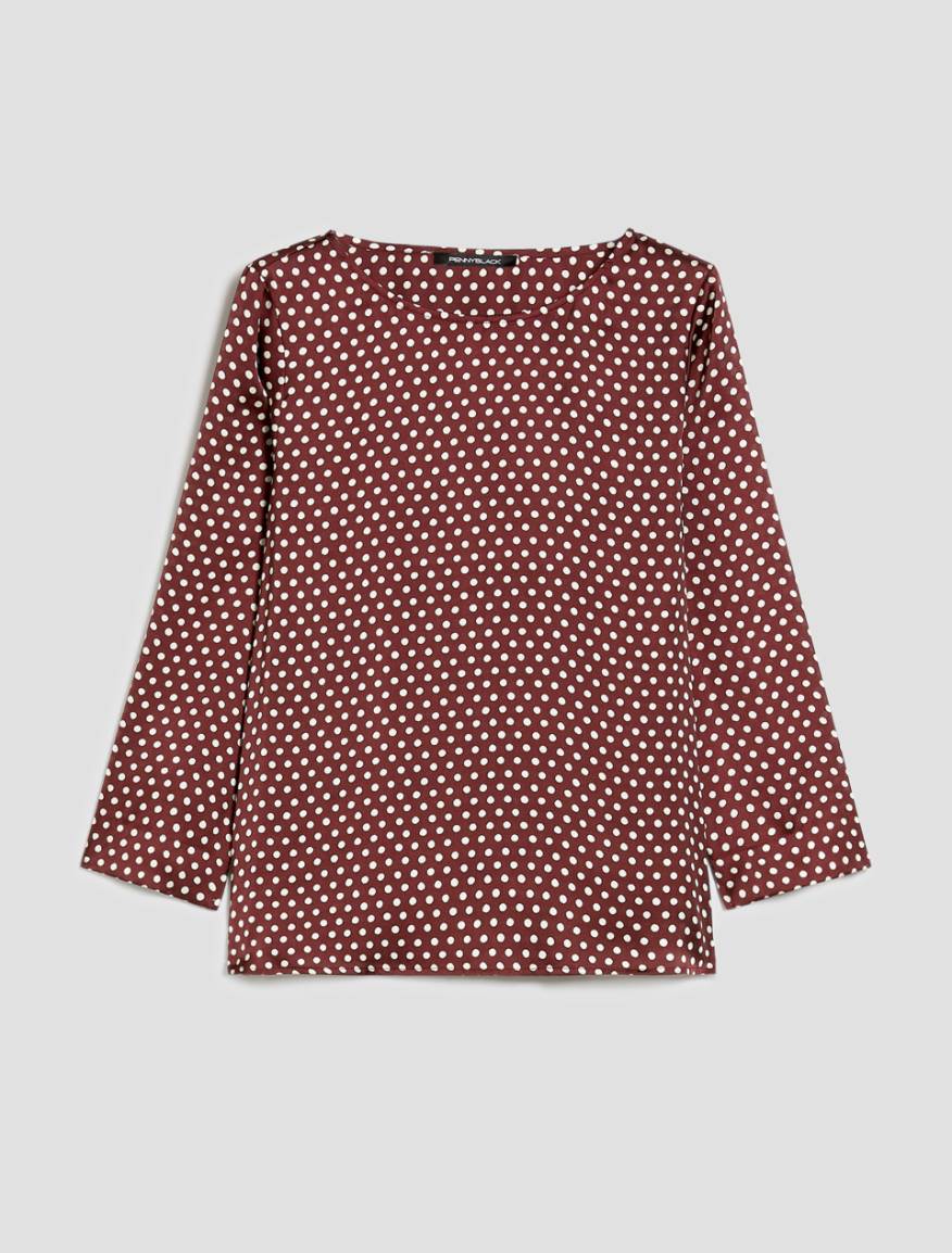 Polka dot satin blouse - BORDEAUX - Pennyblack - 2