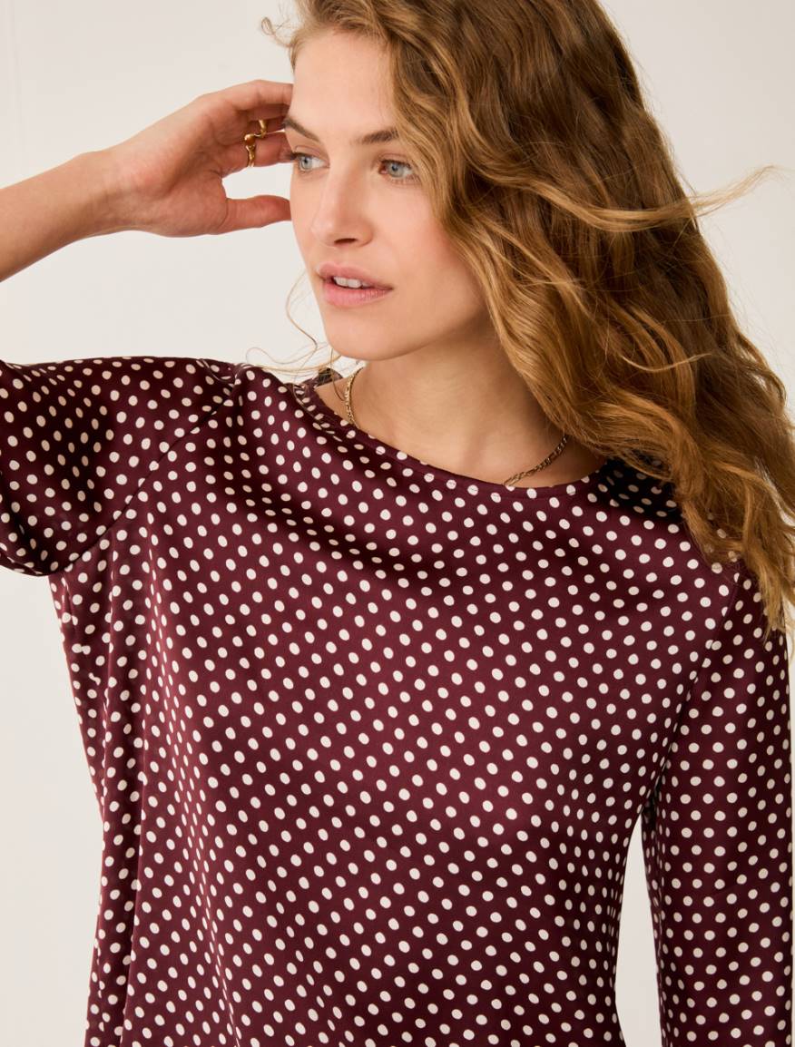 Polka dot satin blouse - BORDEAUX - Pennyblack - 4