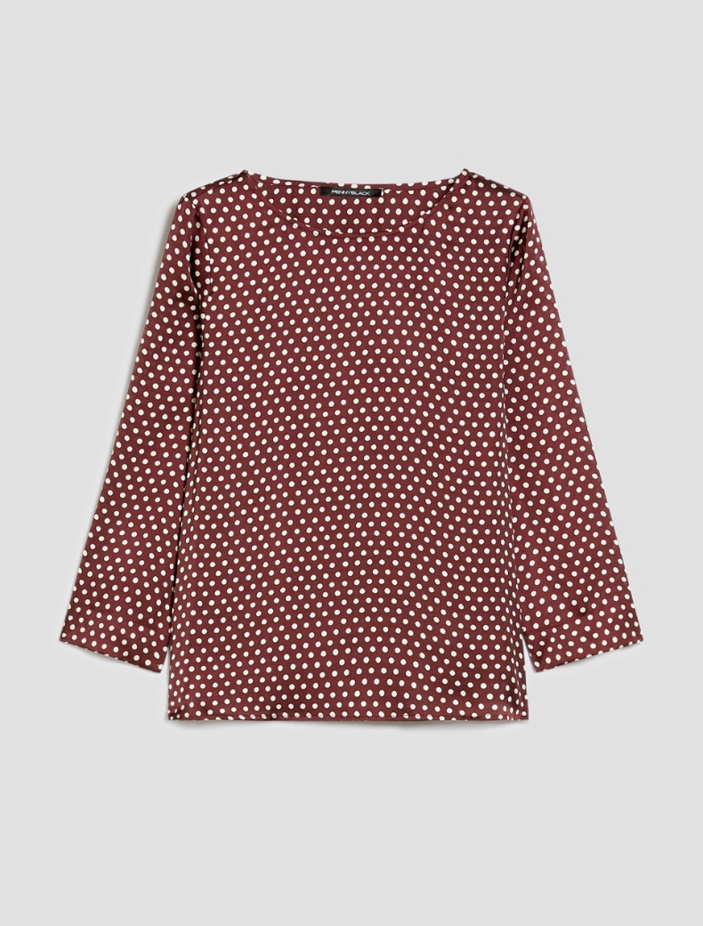 Polka dot satin blouse - BORDEAUX - pennyblack