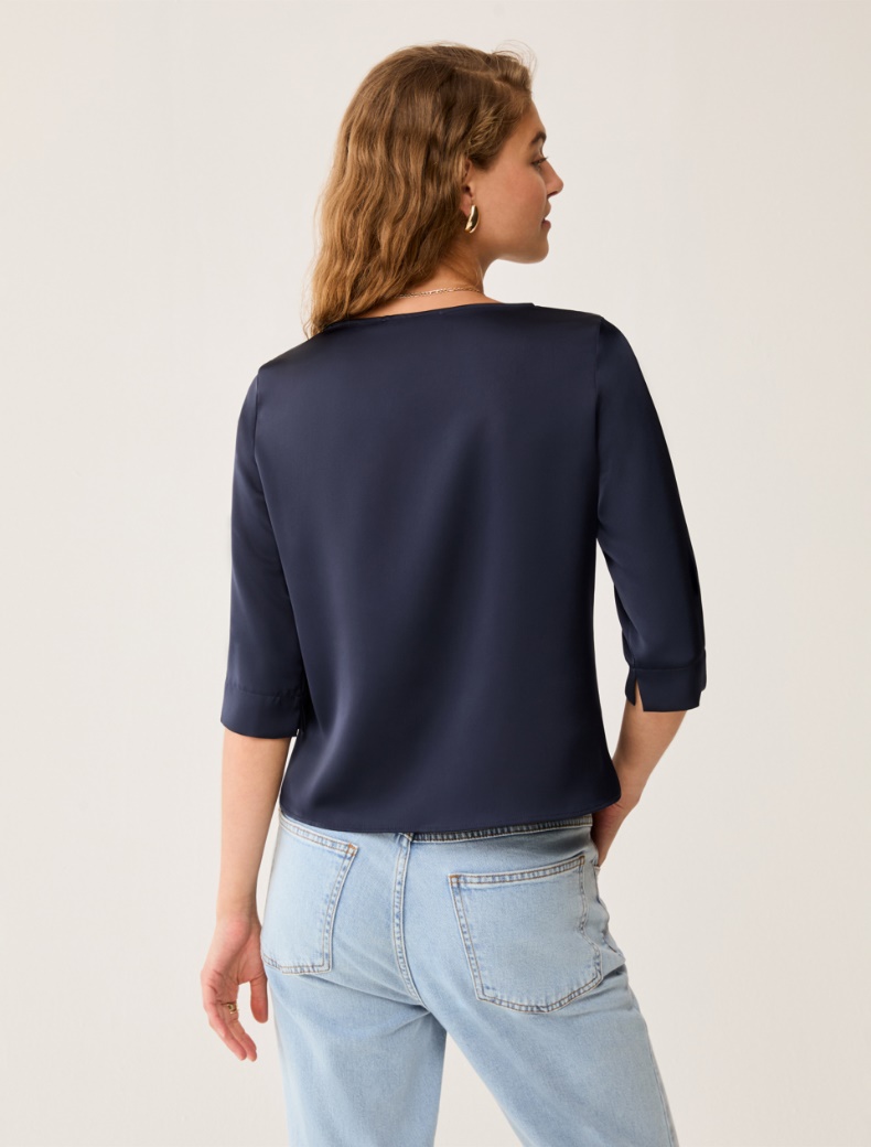 Double satin T-shirt - NAVY - pennyblack