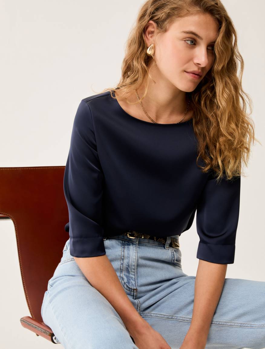 Double satin T-shirt - NAVY - Pennyblack - 4