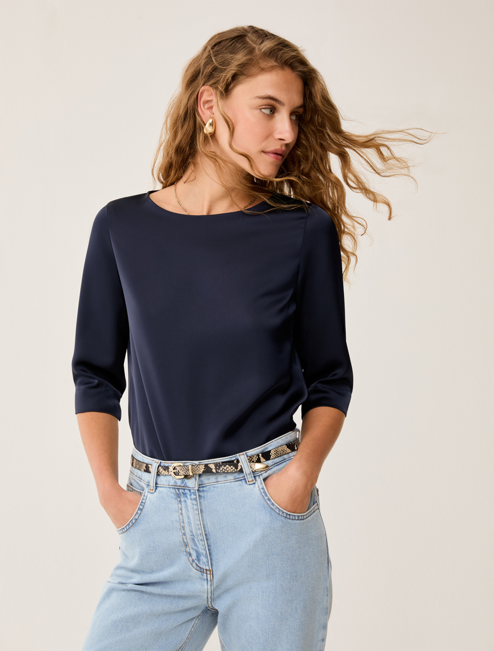 Double satin T-shirt - NAVY - pennyblack