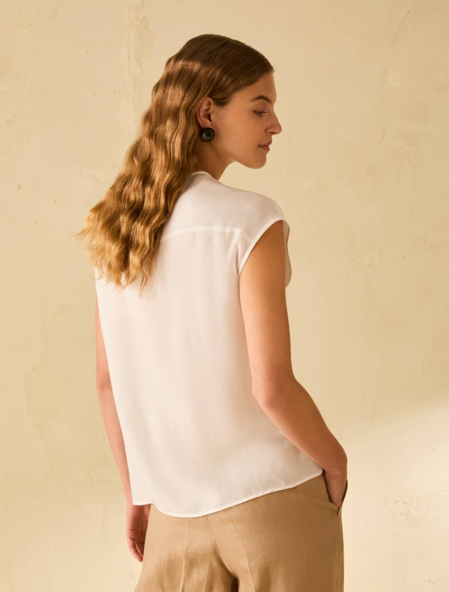 Flowing fabric blouse - WHITE - Pennyblack - 3