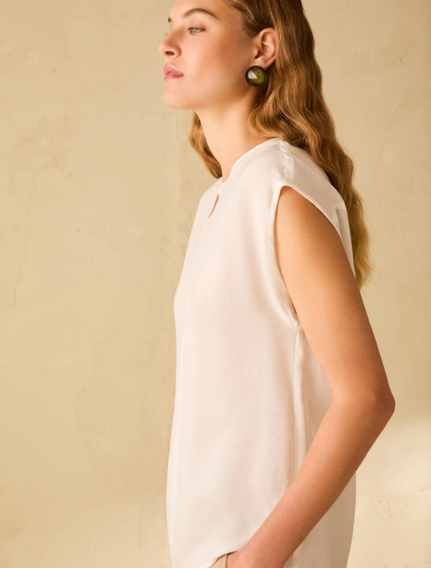 Flowing fabric blouse - WHITE - Pennyblack - 4
