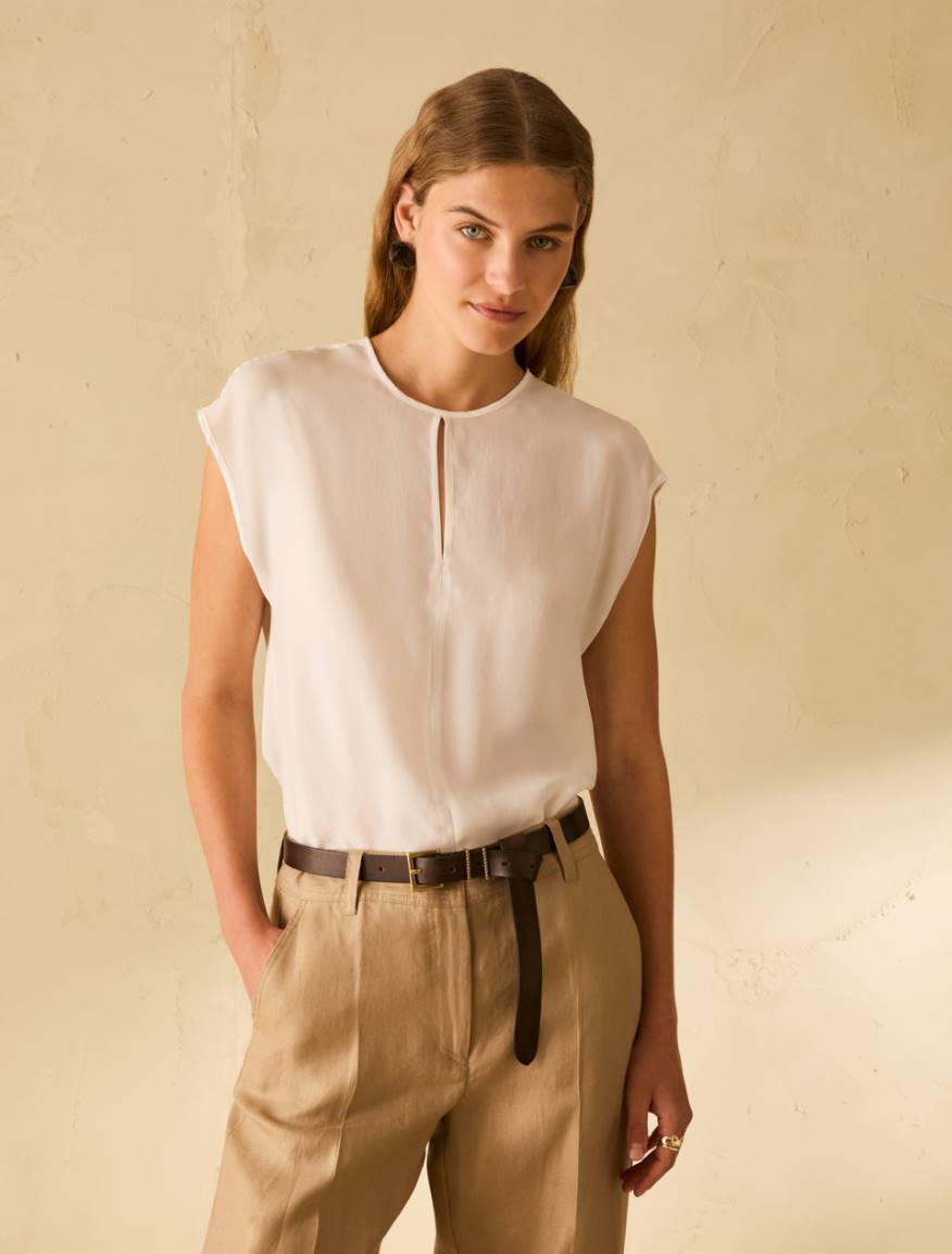 Flowing fabric blouse - WHITE - Pennyblack